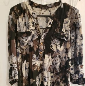 Black dress shirt with flowers